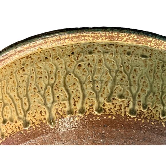 Brad Tucker Cedar Creek NC Studio Pottery Bowl-Ash Drip Celadon Teal Glaze-12'' - Picture 4 of 9